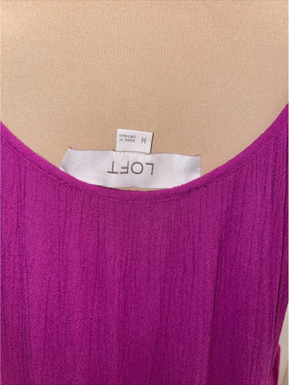 ANN TAYLOR LOFT $89 Solid Pink Fuchsia Tiered Gauze Midi Dress Size Medium
